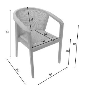 Granny chair, teak wood and synthetic rope in natural color 60x60x82cm