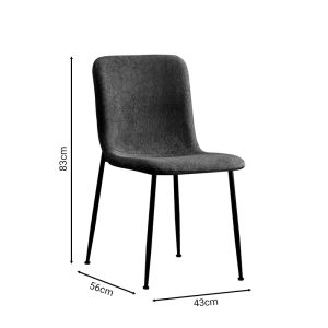 Gratify chair, anthracite color, bouclé, with black metal legs, 43x56x83cm