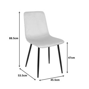 GRATO CHAIR BLACK FABRIC-BLACK METAL LEG 45.5X53.5X88.5CM