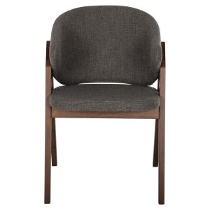 Chair Hanna Hm9746,02 made of rubber wood, walnut color, with gray fabric 55x60x84hcm