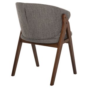 Chair Hanna Hm9746,02 made of rubber wood, walnut color, with gray fabric 55x60x84hcm