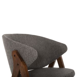 Chair Hanna Hm9746,02 made of rubber wood, walnut color, with gray fabric 55x60x84hcm