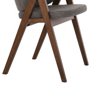 Chair Hanna Hm9746,02 made of rubber wood, walnut color, with gray fabric 55x60x84hcm