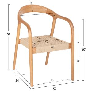 Chair Hm9874 made of solid ash wood 57x54x78hcm