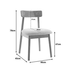 Chair Houlian anthracite fabric-black metal leg 46x66x89cm