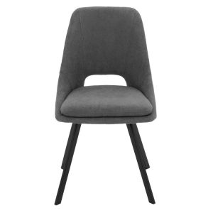 Initiate bouclé chair in dark gray color and black metal legs 48x57x85cm