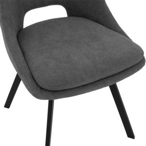 Initiate bouclé chair in dark gray color and black metal legs 48x57x85cm
