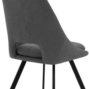 Initiate bouclé chair in dark gray color and black metal legs 48x57x85cm