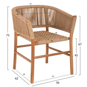 Irvine Hm9822 teak chair in natural color 64x56x76cm
