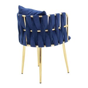 Ivory chair with blue plush fabric 53x52x77cm