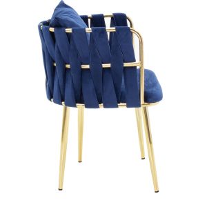 Ivory chair with blue plush fabric 53x52x77cm