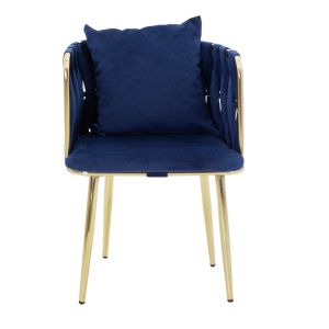 Ivory chair with blue plush fabric 53x52x77cm