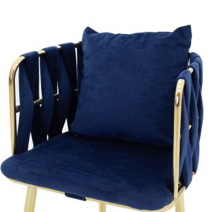 Ivory chair with blue plush fabric 53x52x77cm