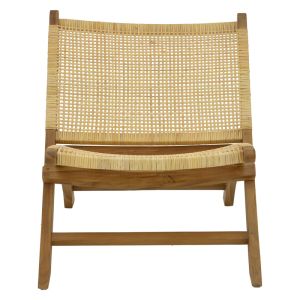 Стол Jerenze естествен тиково дърво-ратан 65x78x68см