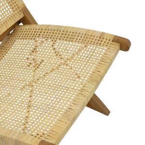 Стол Jerenze естествен тиково дърво-ратан 65x78x68см
