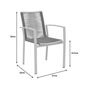 Jonian chair champagne color made of aluminum-textile in natural shade 57x63x83cm