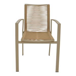 Jonian chair champagne color made of aluminum-textile in natural shade 57x63x83cm