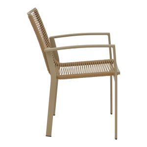 Jonian chair champagne color made of aluminum-textile in natural shade 57x63x83cm