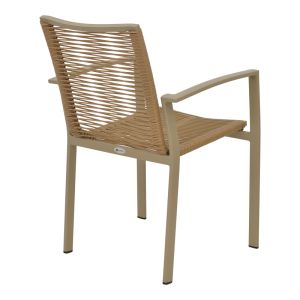 Jonian chair champagne color made of aluminum-textile in natural shade 57x63x83cm