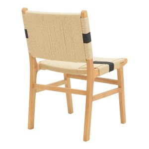 Julien chair made of rubber wood and rope upholstery in natural-black color, 61x54x85cm