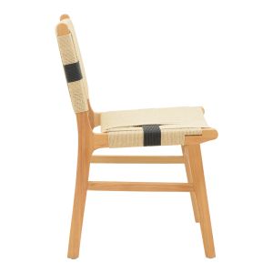 Julien chair made of rubber wood and rope upholstery in natural-black color, 61x54x85cm