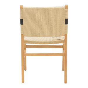 Julien chair made of rubber wood and rope upholstery in natural-black color, 61x54x85cm
