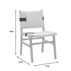 Julien chair made of rubber wood and rope upholstery in natural-black color, 61x54x85cm