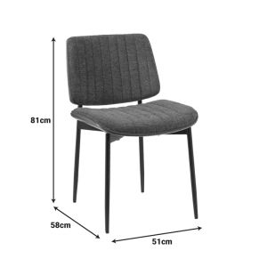 KATHY CHAIR IN WALNUT WOOD WITH GREY FABRIC 51X58X81CM