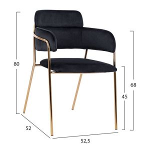 Kelso chair black plush and gold legs Hm8521,04