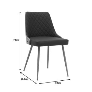 Korome chair black pu-walnut metal legs 50x58.5x78cm