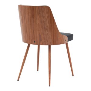 Korome chair black pu-walnut metal legs 50x58.5x78cm