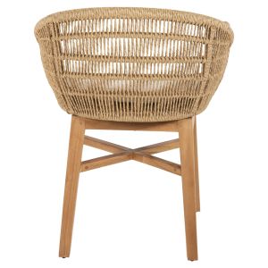 Стол Lamora Hm9826 от тиково дърво със синтетично въже и възглавница 60x61x78cm