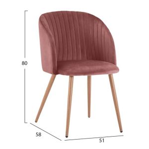 Leah chair, velvet, salmon color Hm8543,02
