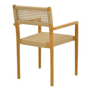 Стол Lengan с рамка от тиково дърво в естествен нюанс - бежово въже 54x52x80см