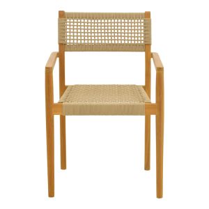Стол Lengan с рамка от тиково дърво в естествен нюанс - бежово въже 54x52x80см