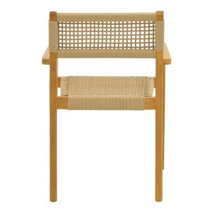 Стол Lengan с рамка от тиково дърво в естествен нюанс - бежово въже 54x52x80см