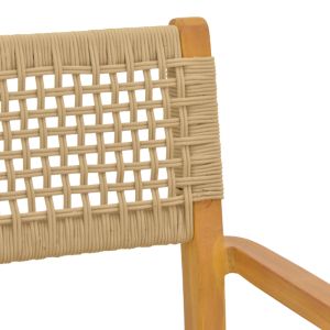 Стол Lengan с рамка от тиково дърво в естествен нюанс - бежово въже 54x52x80см