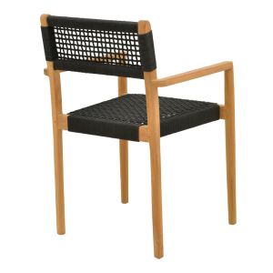 Стол Lengan с рамка от тиково дърво в естествен нюанс - черно въже 54x52x80см
