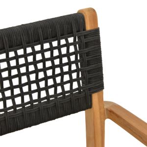 Стол Lengan с рамка от тиково дърво в естествен нюанс - черно въже 54x52x80см