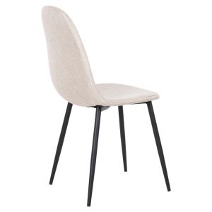 Chair Leonardo Hm00100,27 Beige Fabric Black Metal Legs 42x49,5x89hcm