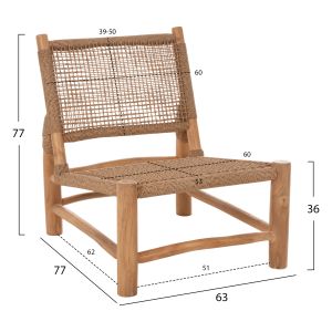 Londer Hm5986 chair made of solid teak wood and synthetic rattan 63x77x77hcm