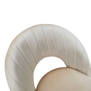 Стол Lovingo, бежов кадифе, с метални крака в естествен нюанс, 50x47x85.5 см