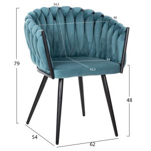 Chair Luanda Vivian plush turquoise Hm8741,05 60x54x78