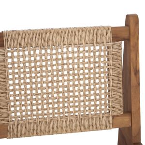 Chair Lukilla Hm9913 teak in natural color - synthetic rope in beige 55.5x74x65cm.