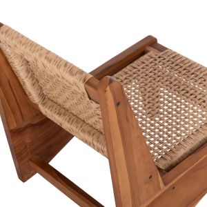 Chair Lukilla Hm9913 teak in natural color - synthetic rope in beige 55.5x74x65cm.