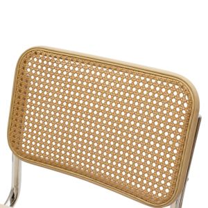 Lusy chair with beige textile upholstery and chrome legs