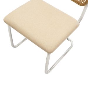 Lusy chair with beige textile upholstery and chrome legs
