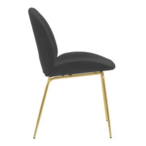 Maley Adelaide chair dark gray velvet-gold metal legs 47x60x90cm