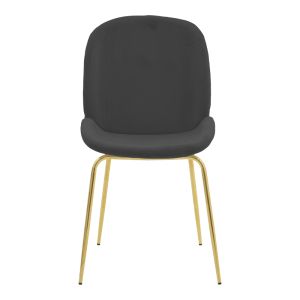 Maley Adelaide chair dark gray velvet-gold metal legs 47x60x90cm