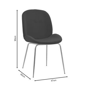 Maley Adelaide chair dark gray velvet-gold metal legs 47x60x90cm